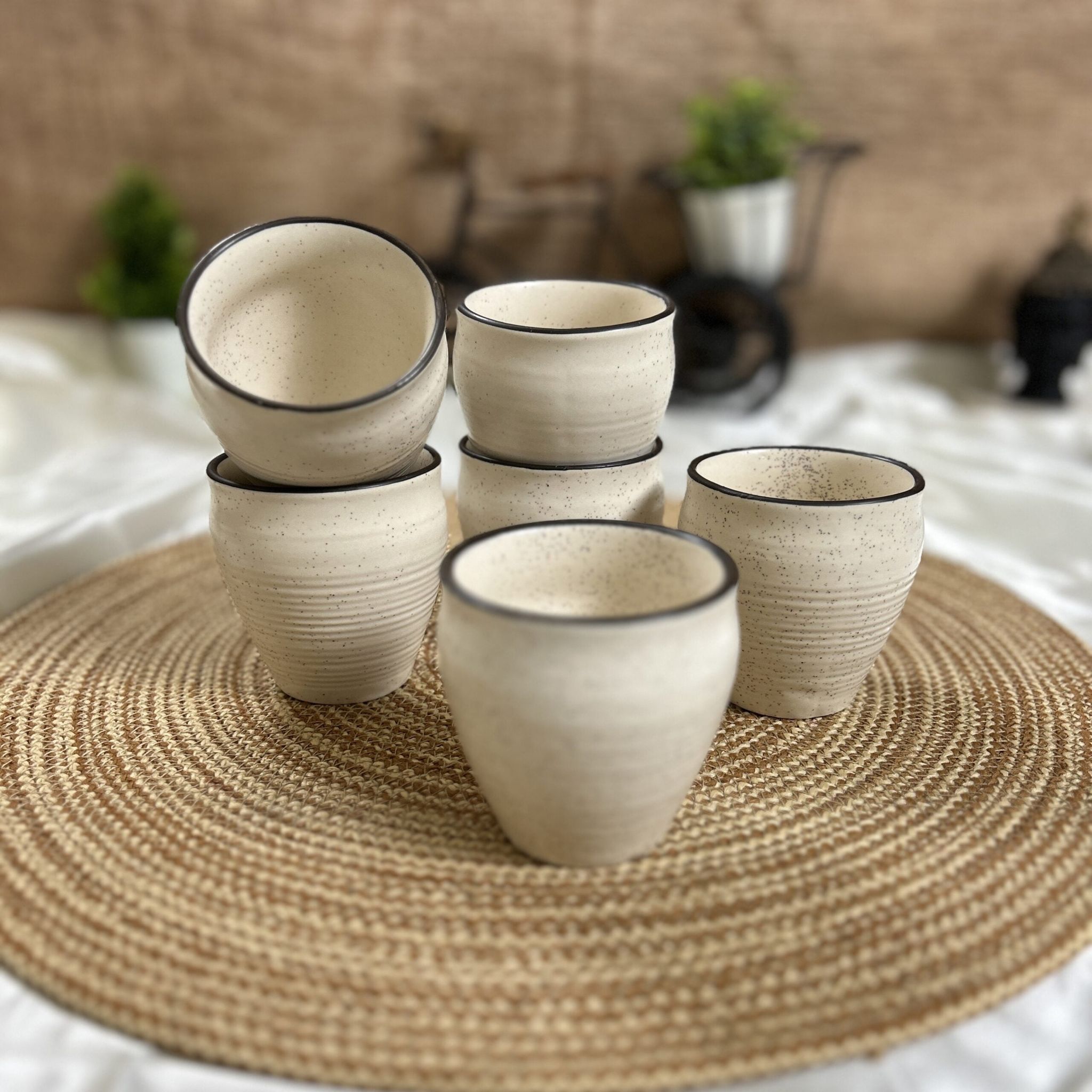 Ceramic Dining Matte White Kullads Set of 6