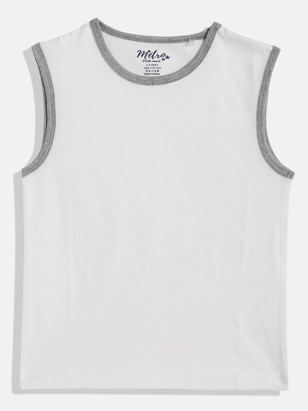 Boys White and Grey Rib Tank Top