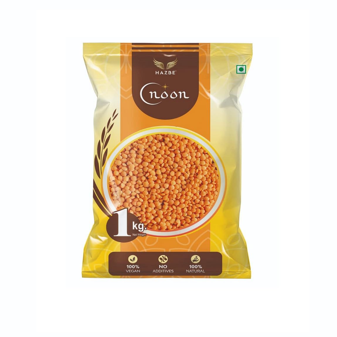 HAZBE Noon Red Masoor Dal Whole, 1kg