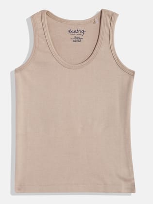 Boys Beige Pure Cotton Vest T Shirt