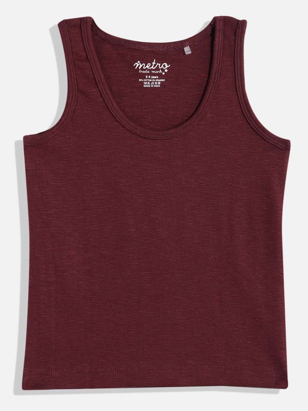 Boys Maroon Pure Cotton Vest T Shirt