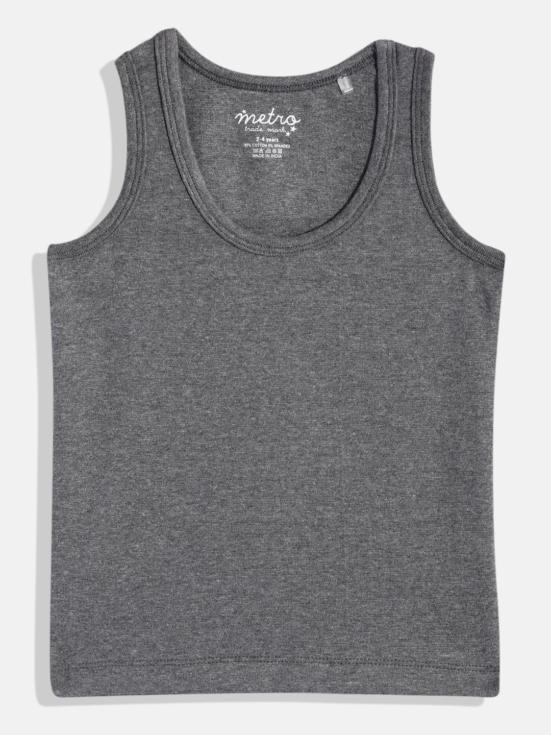 Boys Grey Pure Cotton Vest T Shirt