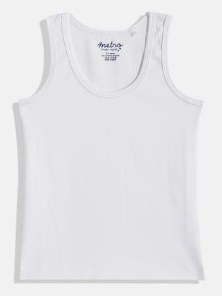 Boys White Pure Cotton Vest T Shirt