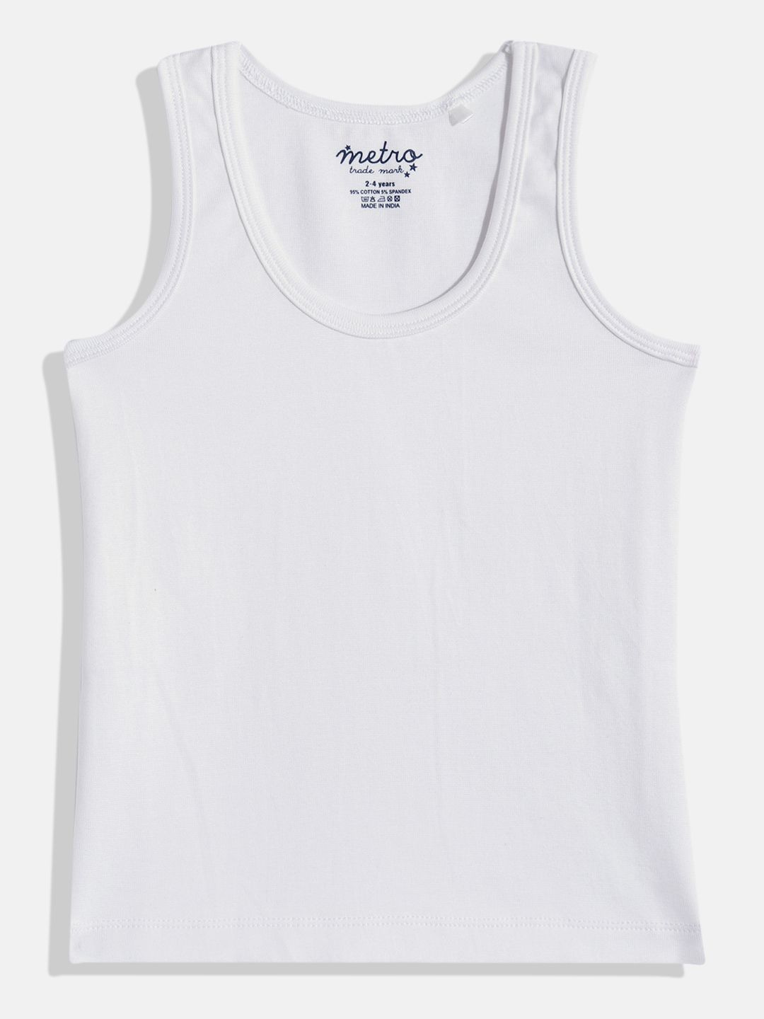 Boys White Pure Cotton Vest T Shirt