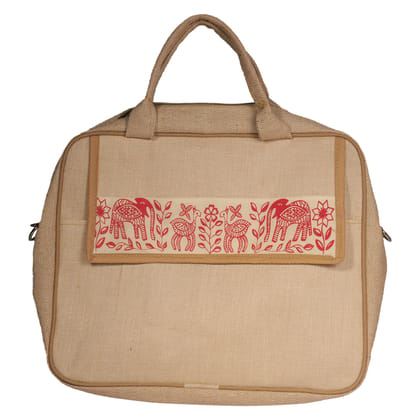 Jharcraft Jute Laptop Bag With Print (BG00664)