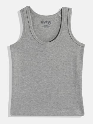 Boys Grey Mealange Pure Cotton Vest T Shirt