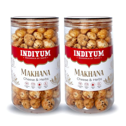 Indiyum Roasted Makhana Chesse & Herbs Foxnut Snacks Jar 90g Pack Of 2