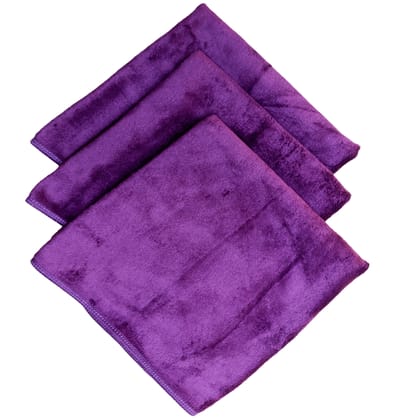 Microfiber Cloth for Car and Bike Cleaning and Detailing Extra Soft and Lint Free Cloth 400 GSM 40 x 60cm, Purple (Pack of 3)