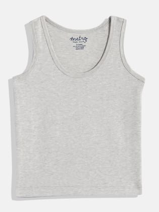 Boys Light Grey Mealange Pure Cotton Vest T Shirt