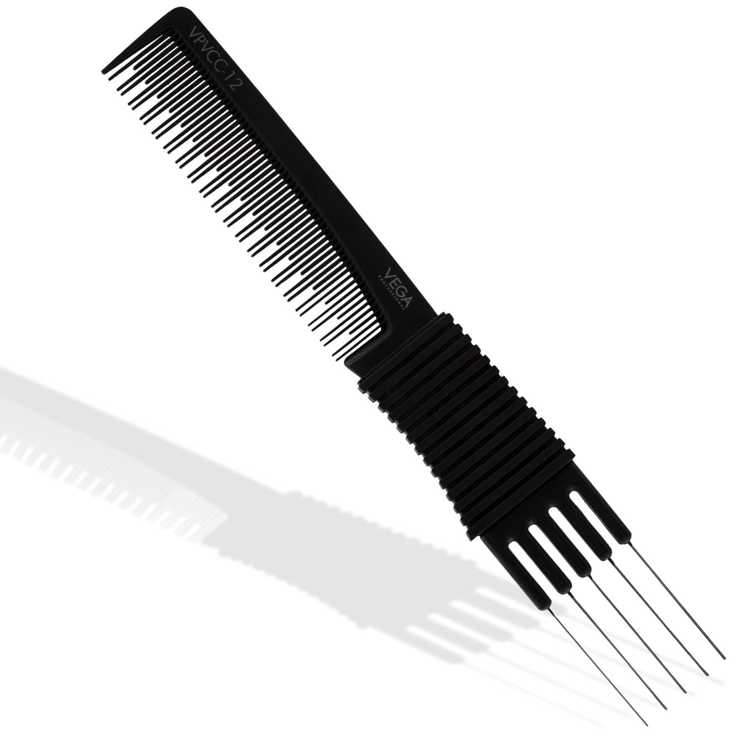 Vega Professional Fork Comb (Carbon Anti-Static Black Line Hair Comb)(VPVCC-12)