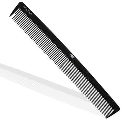 Vega Professional Cutting Comb 7.25" (Carbon Anti-Static Black Line Hair Comb)(VPVCC-04)
