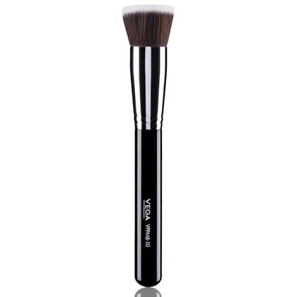 Vega Professional Flat Kabuki Brush, Soft Bristles, Copper Ferrule, Wooden Handle(VPPMB-10)