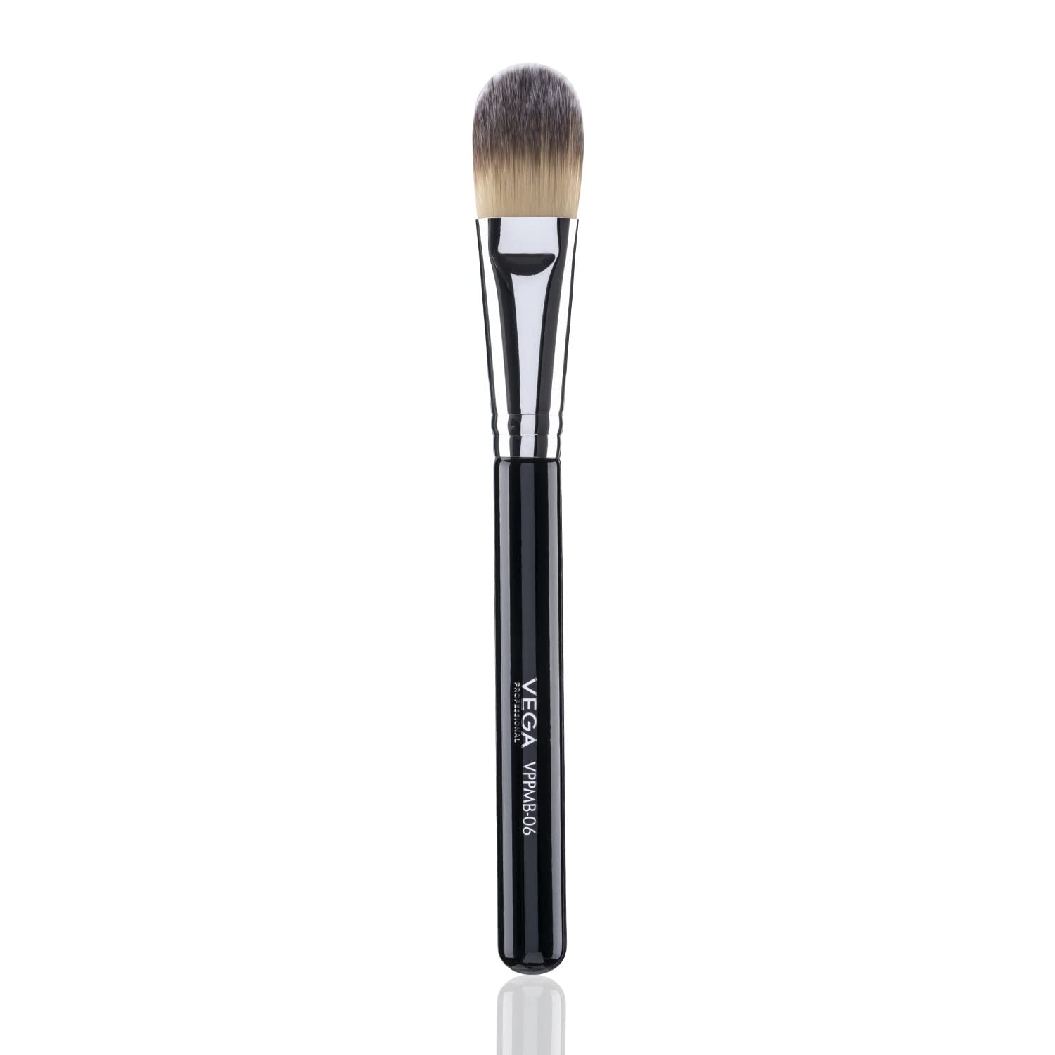 Vega Professional Foundation Brush, Soft Bristles, Copper Ferrule, Wooden Handle(VPPMB-06)