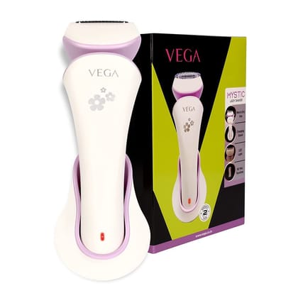 VEGA Mystic Lady Shaver For Women, 90 Mins Runtime with Quick Charge, IPX 6 Waterproof And Cord & Cordless Use, (VHLS-02), White