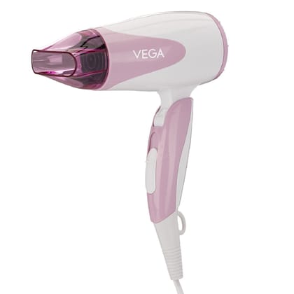 VEGA Blooming Air Foldable 1000 Watts Hair Dryer With Heat & Cool Setting And Detachable Nozzle (VHDH-05), Color May Vary, (Made In India)