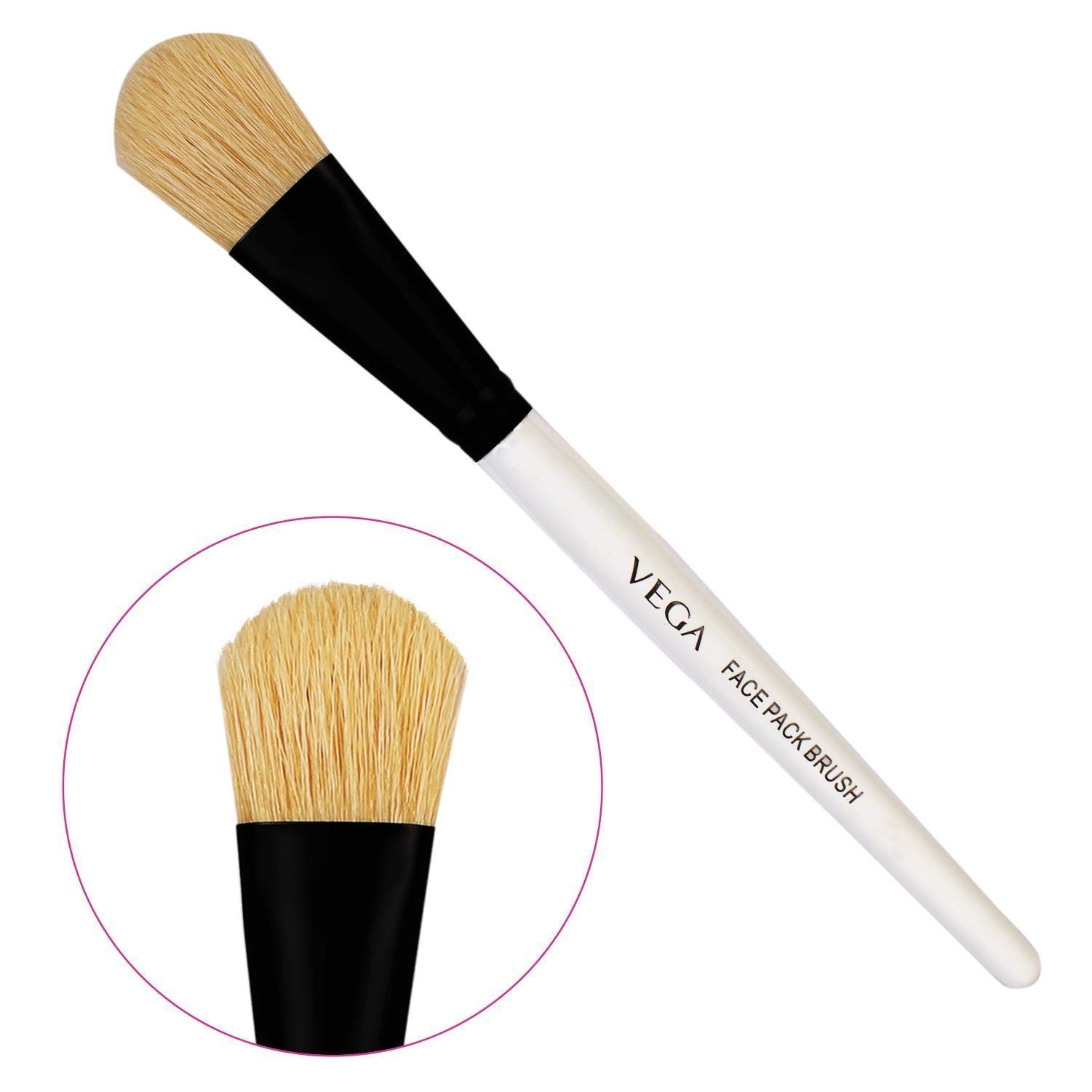 VEGA Less Absorbent Bristles Facial Pack Makeup Brush and Facial Band Combo - White, 1 Piece, VCP-03