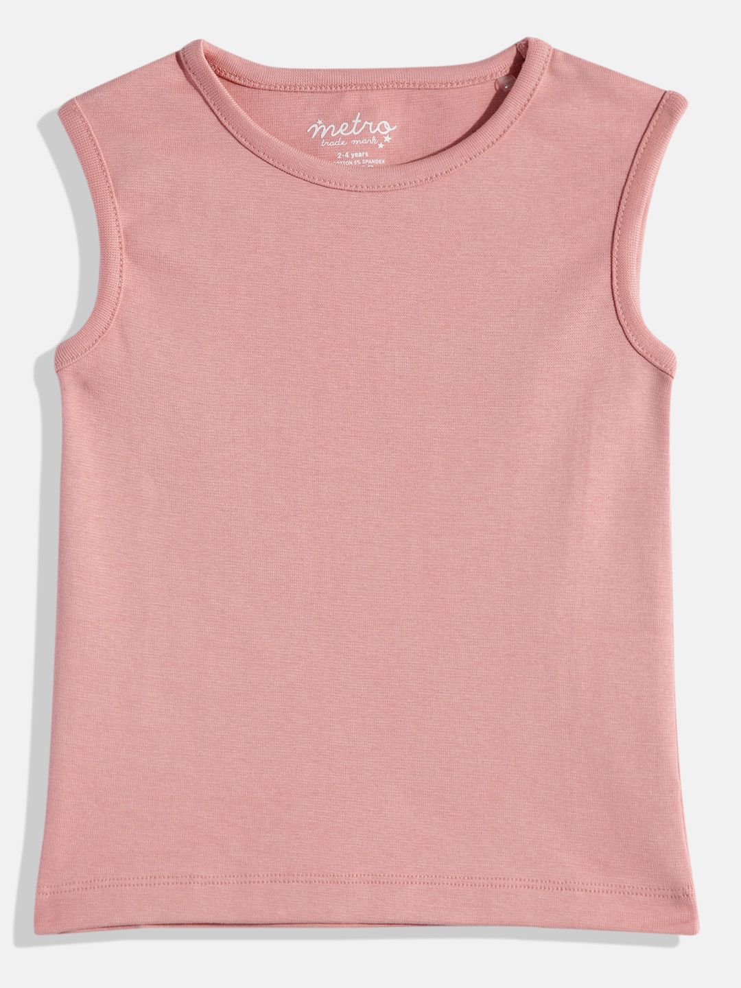 Girls Rose Tan Pure Cotton Solid Vest T Shirt