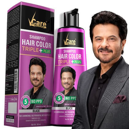 VCare Shampoo Hair Colour Shampoo-180ml for Women and Men |Pump pack with Natural extracts | Colours hair in minutes|Enriched with growth factors & antioxidants, Ammonia free, Sulphate free