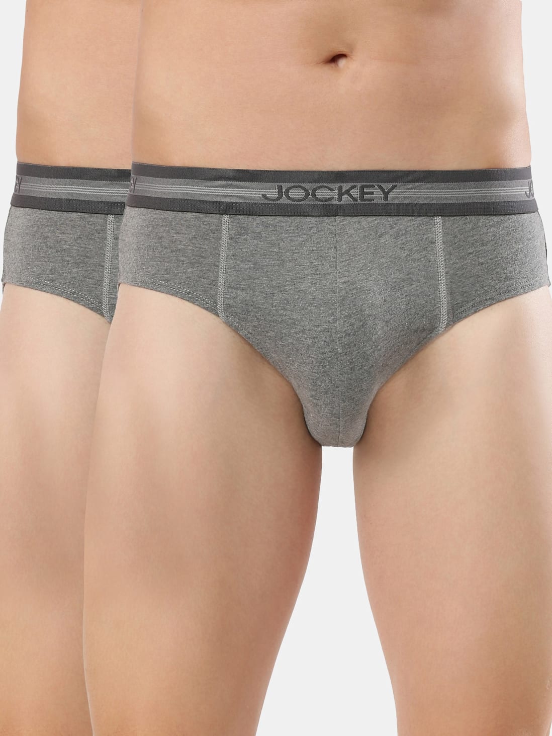 Jockey Men Super Combed Cotton Solid Brief 1010 Midgrey Melange Pack Of 2