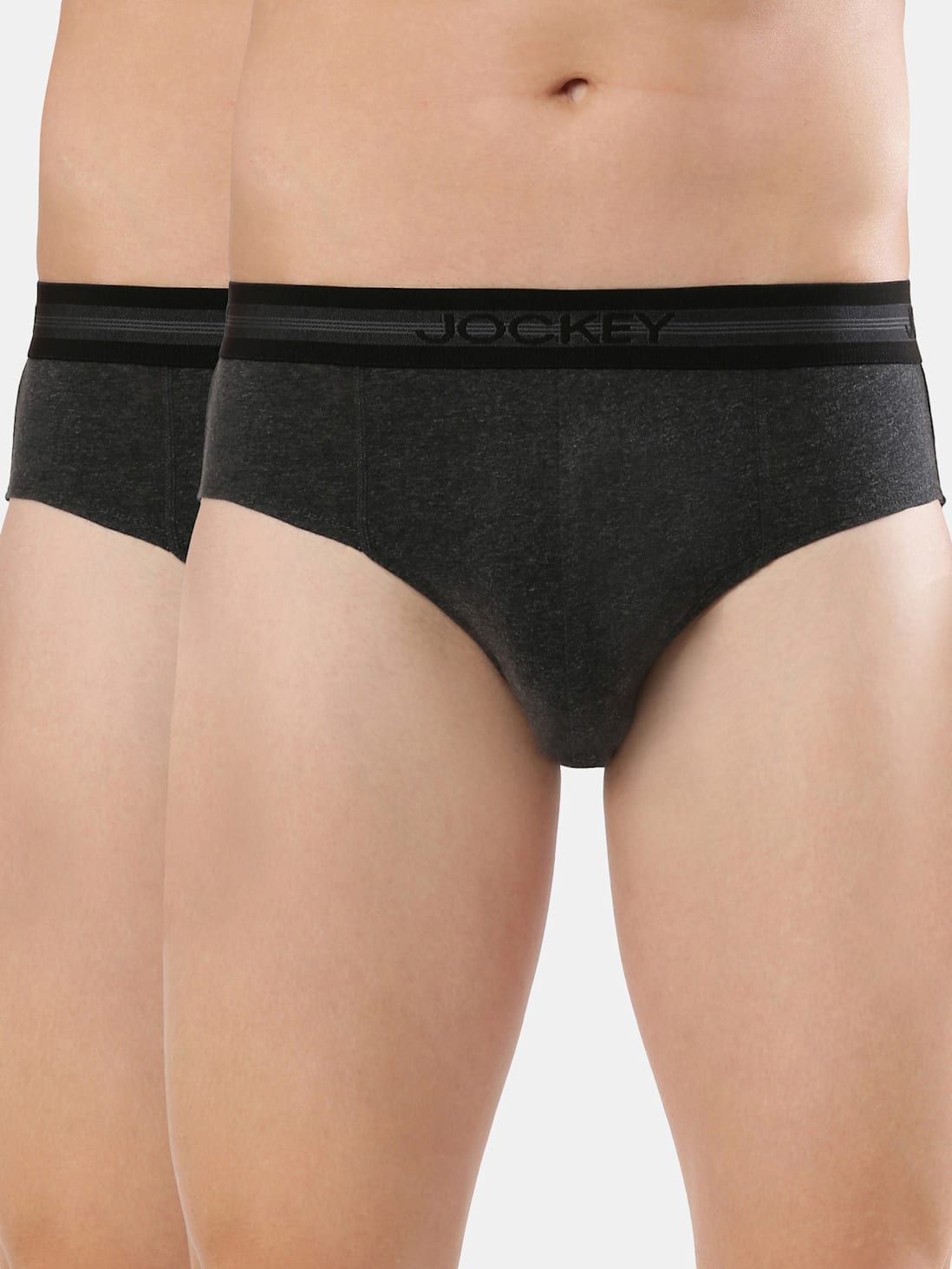 Jockey Men Super Combed Cotton Solid Brief 1010 Black Melange Pack Of 2