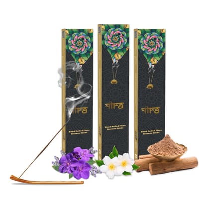 NIRA Fragrances Pure Cow Dung & Natural Incense Sticks or Agarbatti I Hand-Crafted I Charcoal & Chemicals Free I 100% Organic 120 Incense Stick Combo Pack