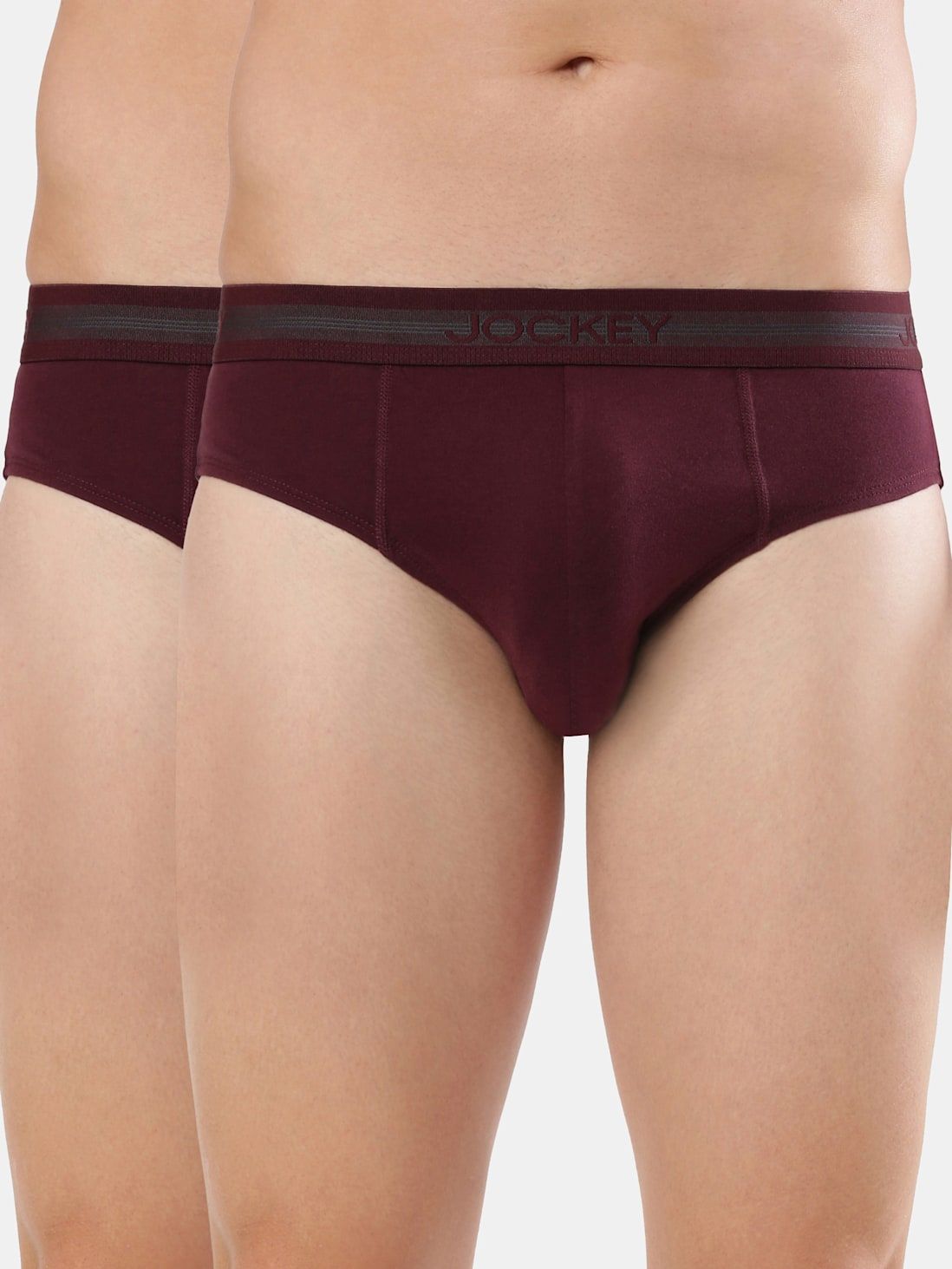 Jockey Men Super Combed Cotton Solid Brief 1010 Wine Tasting Pack Of 2