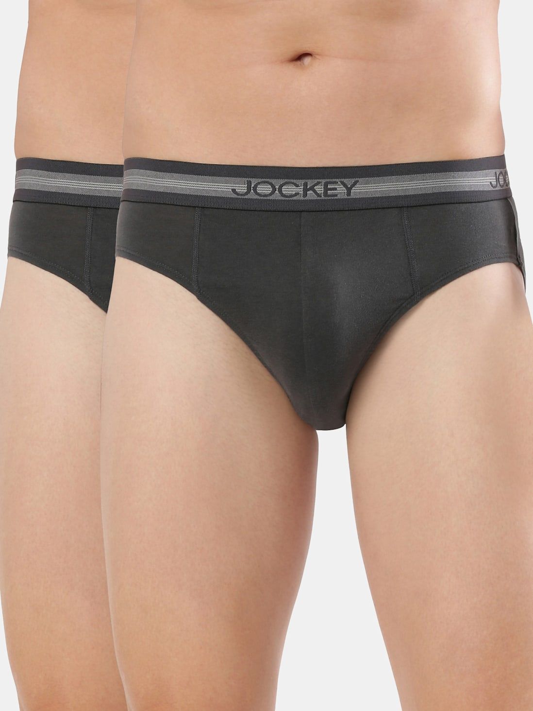 Jockey Men Super Combed Cotton Solid Brief 1010 Asphalt Pack Of 2