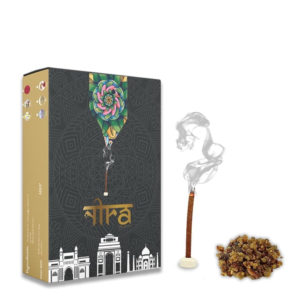 NIRA Fragrances 100% Natural Dhoop Sticks for Puja| Bamboo Less Dhoop Sticks for Pooja I Organic Incense Dhoop Sticks I 40 Handmade Sticks I Pure Cow Dung Dhup Sticks for Home/Office