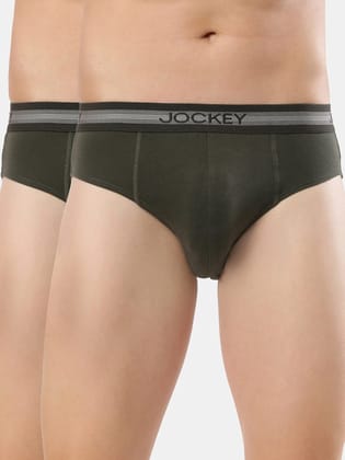 Jockey Men Super Combed Cotton Solid Brief 1010 Deep Olive Pack Of 2