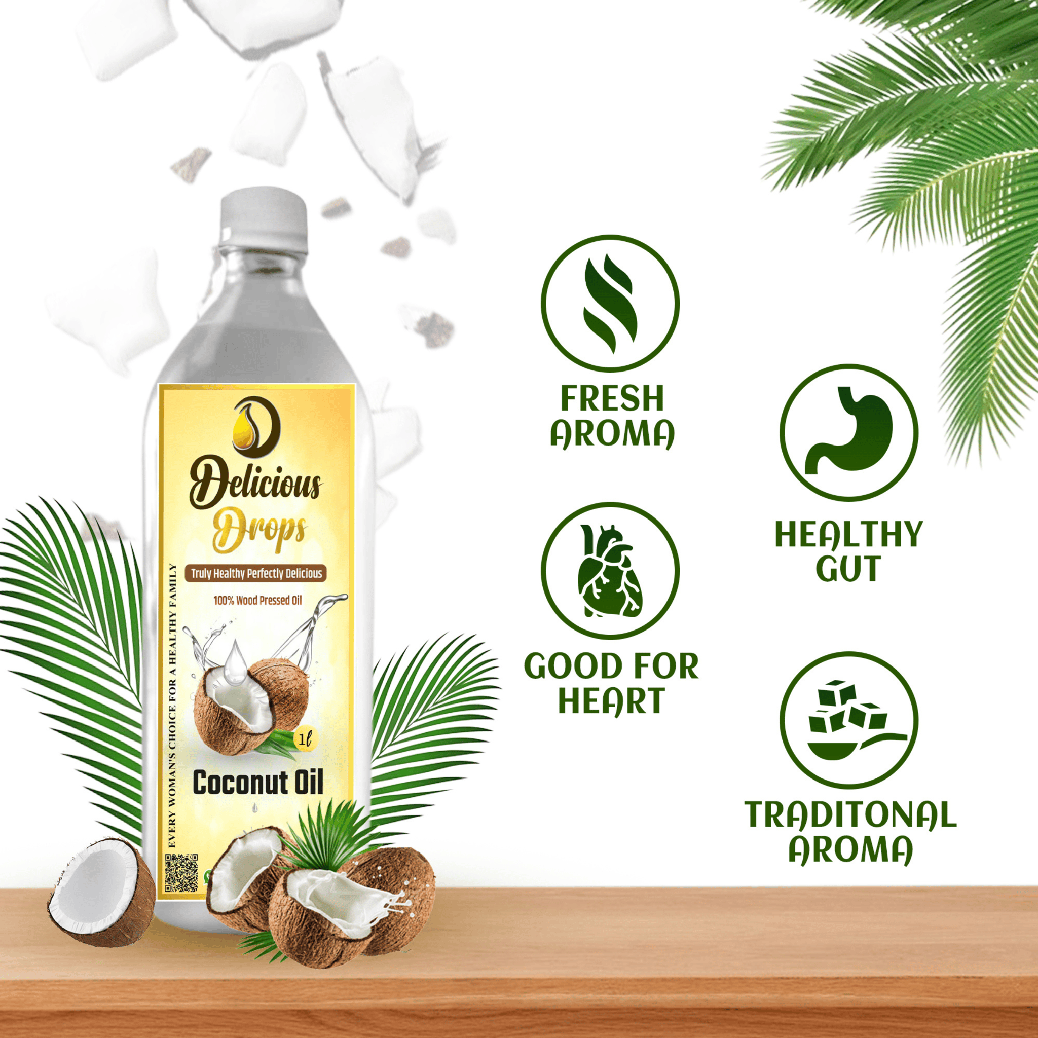 WOOD PRESSED COCONUT OIL1000 ML