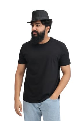 TRENDLAND  Men's Pure Cotton ||180 GSM || Front Solid & Back Print || Round Neck Half Sleeve Regular Fit T-Shirt for Men (Pack of 1) Black