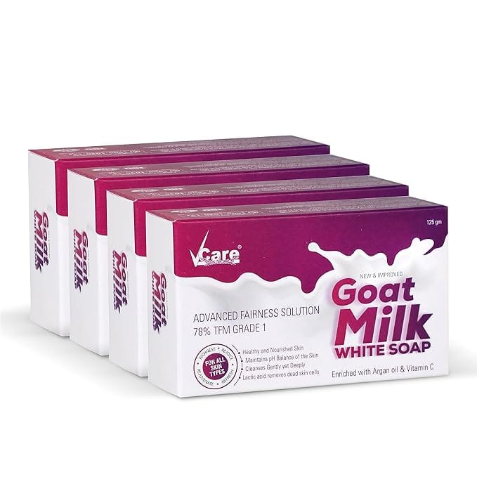 VCare Goat Milk White Soap, 125 gm, Enriched with Argan Oil & Vitamin C-Best soap for skin Hydration & Nourishment