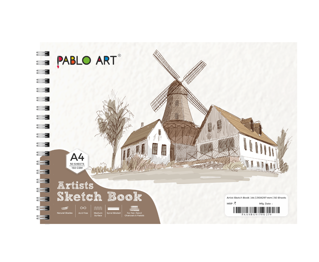 PABLO ART A4 Artist Sketch Book For Pen pencil,charcoal. Sketch Pad (50 Sheets)