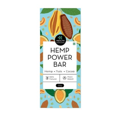 Health Horizons Protein Bar | 20g Protein and 3g fibre per bar | Hemp Protein with Dates, Cashews, Almonds, Cacao Powder and Cacao Butter | Gluten-free, Vegan For Energy and Fitness - 50 g