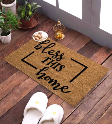 SWHF Natural Coconut Fiber Printed Doormat Mats for Front Door, Entryway Doormat with Thickened Non-Slip PVC Backing for Outdoor and Indoor Use, 14 x 24 Inch Coir Layered Door Mats for Front Porch, Bless This Home