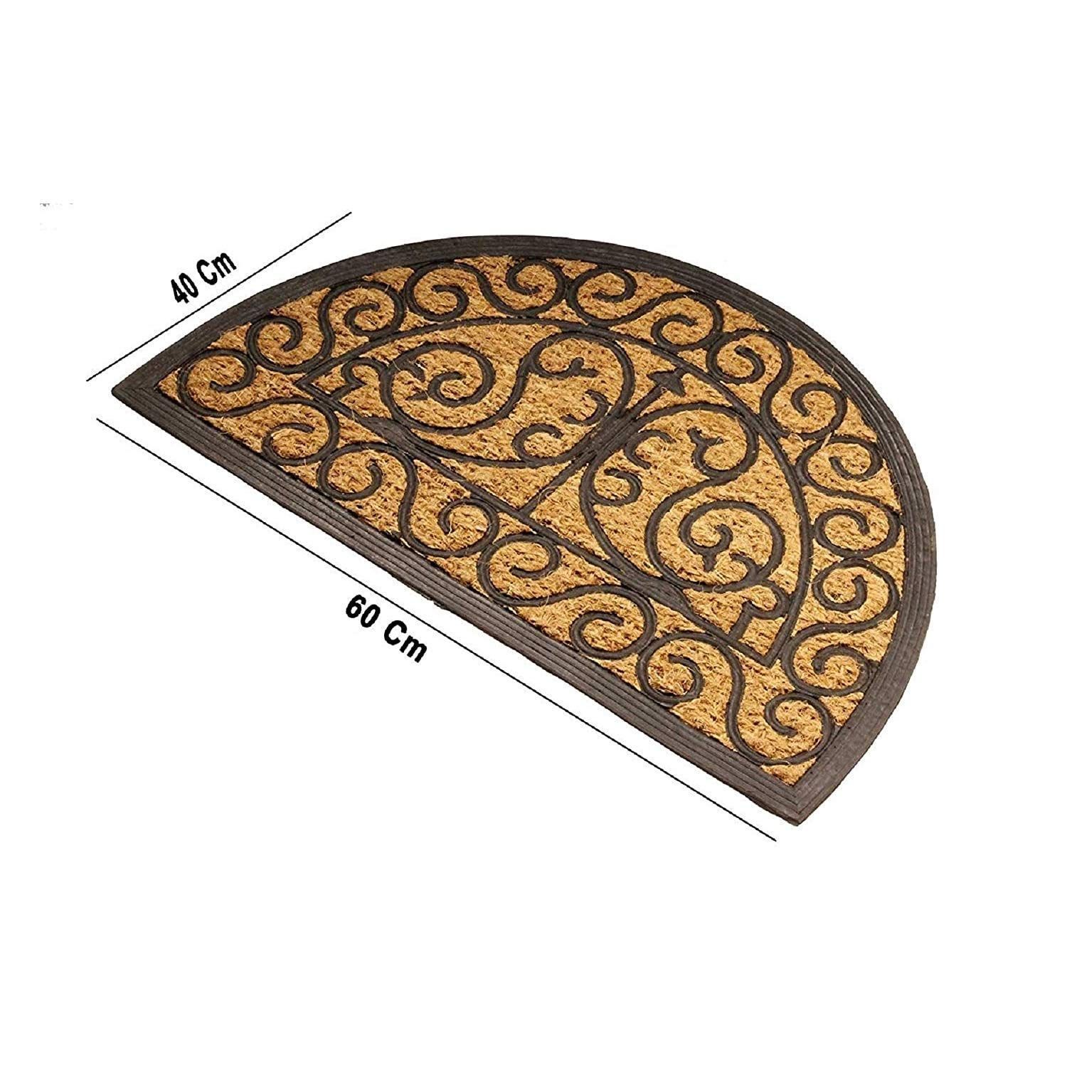 SWHF Coir and Rubber Door Mat: Virgin Rubber and Extremely Durable Semicircular Door mat (70X40 cm)