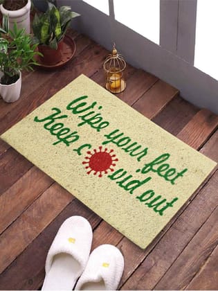 SWHF Natural Coconut Fiber Printed Doormat Mats for Front Door, Entryway Doormat with Thickened Non-Slip PVC Backing for Outdoor and Indoor Use, 14 x 24 Inch Coir Layered Door Mats for Front Porch, Wipe Your feet Keep Covid Out