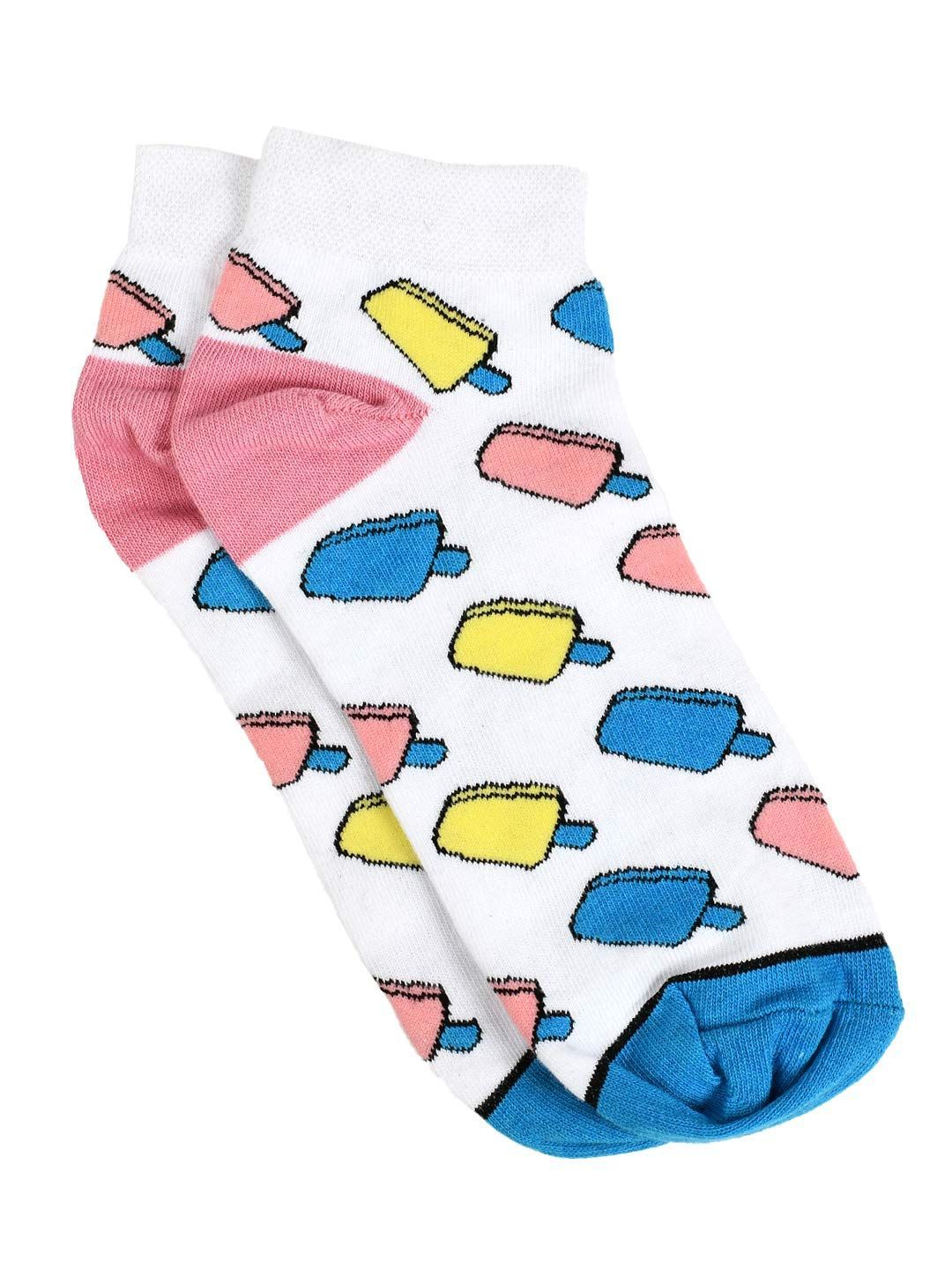 SWHF Organic Cotton Unisex Designer Socks Set (Ankle Length, Ice Cream-1)