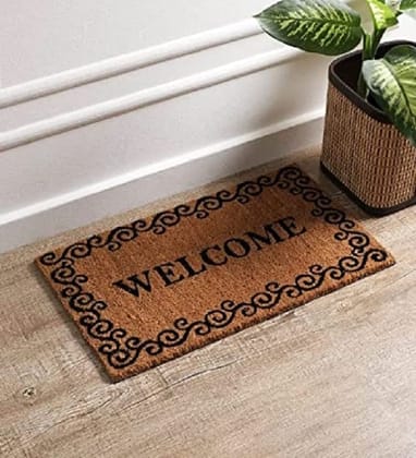 SWHF Natural Coconut Fiber Printed Door Mats for Front Door, Entryway Doormat with Thickened Non-Slip Backing for Outdoor and Indoor Use, 14 x 24 Inch Coir Layered Door Mats for Front Porch