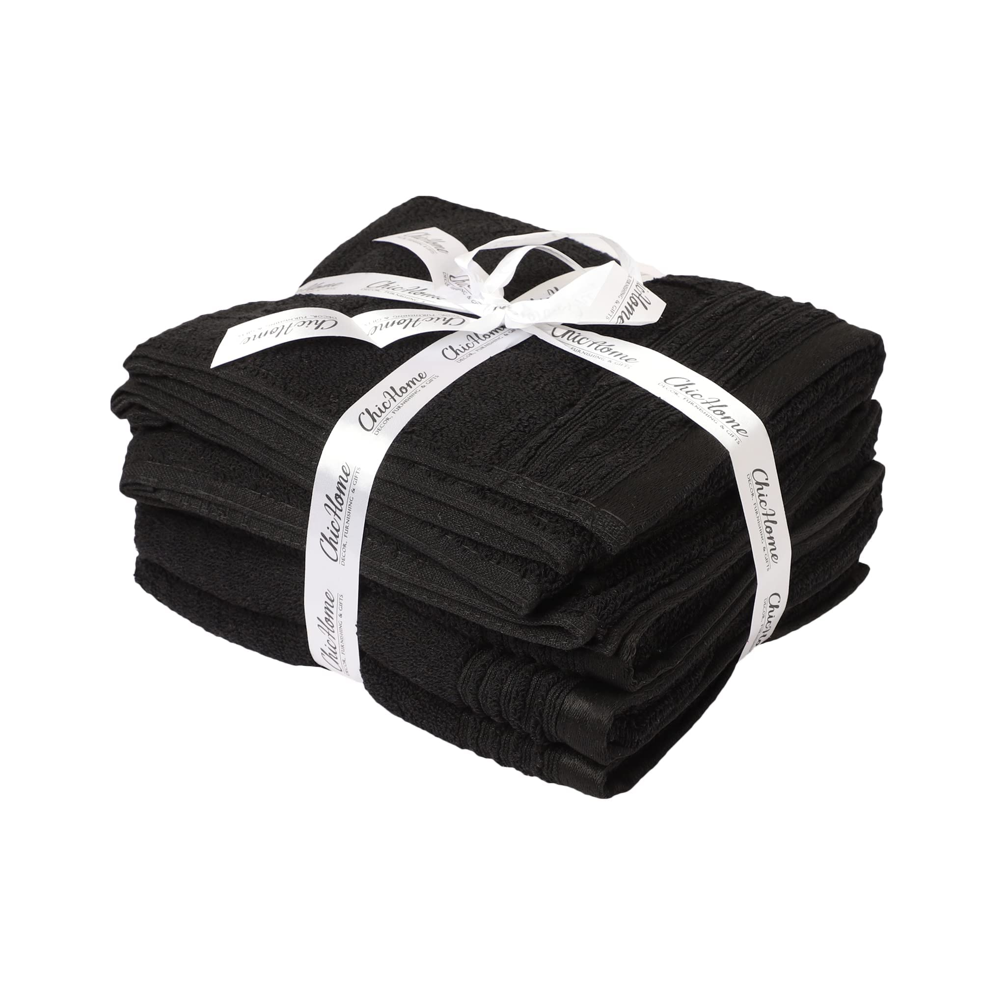 Chic Home Cotton Hand Towel 600 GSM (Pack of 5, Black)