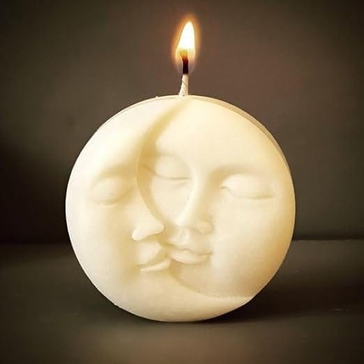 CD Craft White Sun and Moon Shaped Candles || Spell candle used for ritual by spell casters