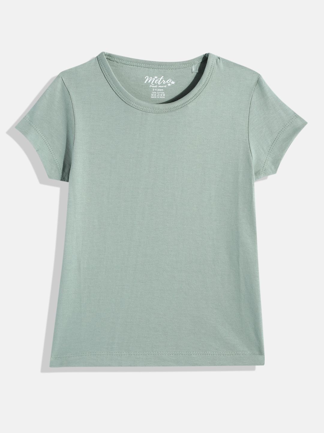 Girls Sage Crew Neck solid T- shirt