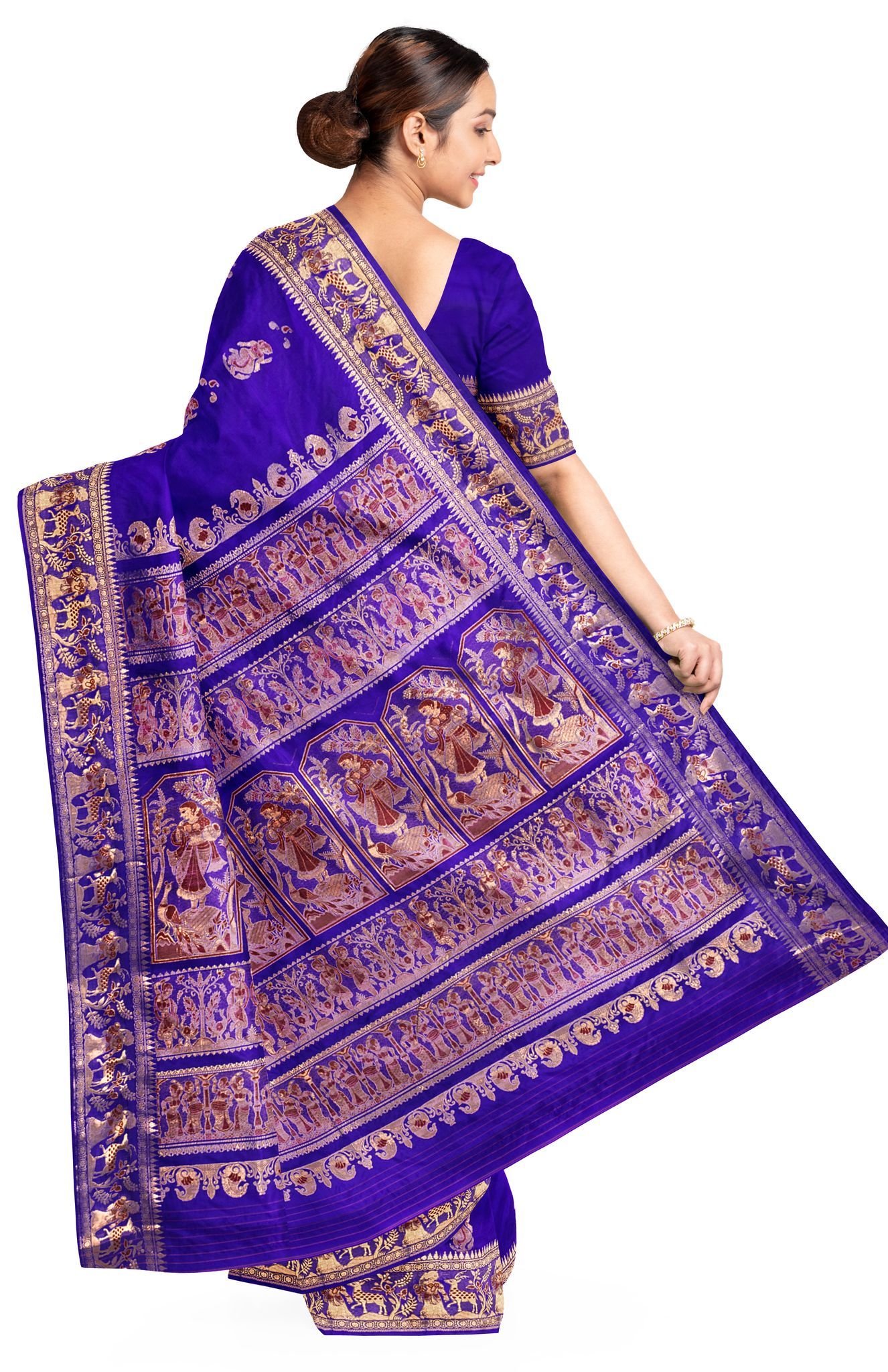 Baluchari Zari Meena Silk Saree Blue