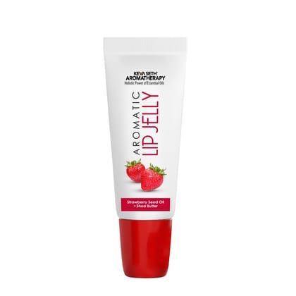 Keya Seth Aromatherapy Aromatic Lip Jelly Strawbery, Tinted Lip Balm, Strawbery Seed Ol) & Shea Butter, Brightening and Moisturizing Dark Lips (Pack Of 1)