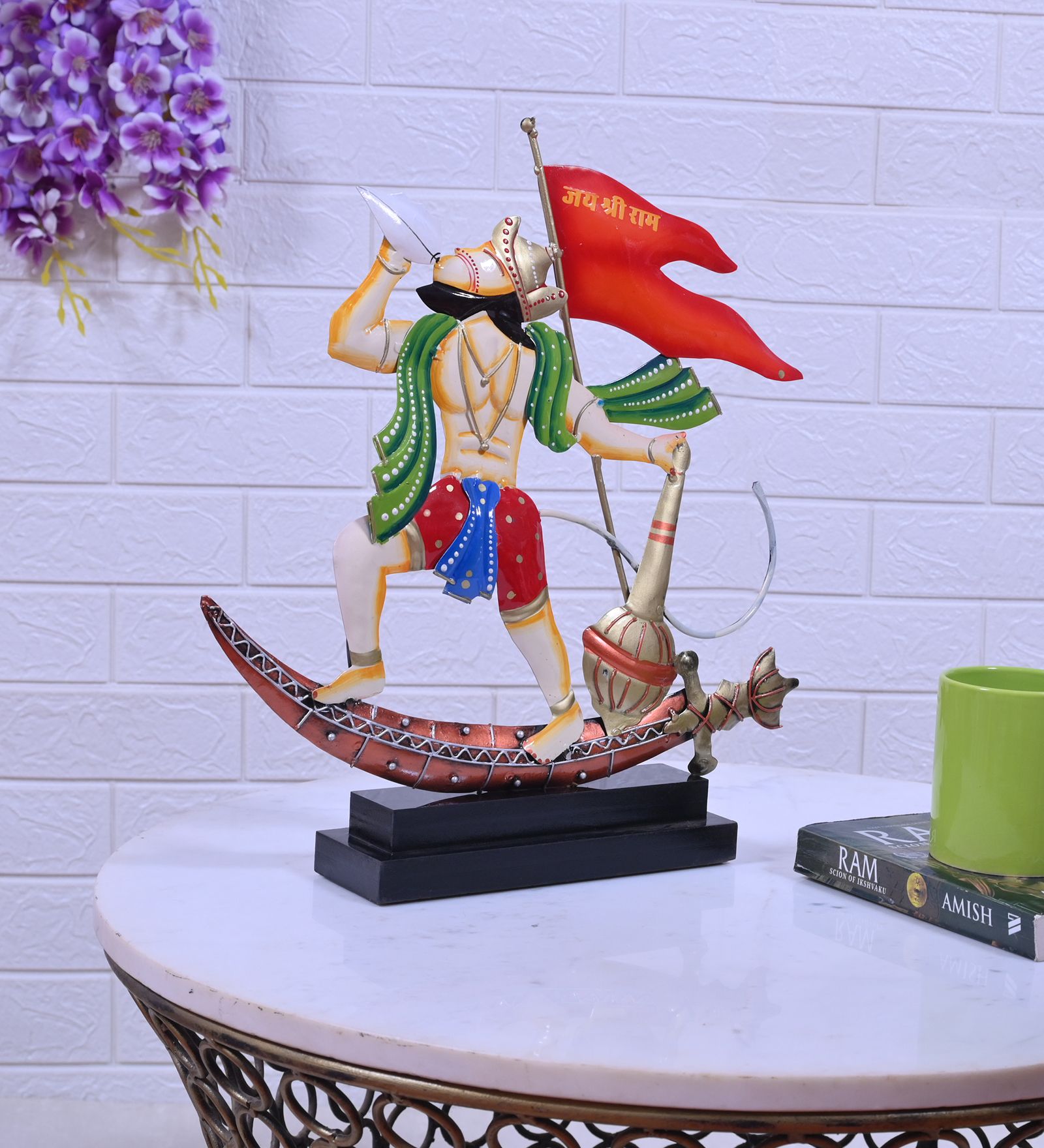 Warriors Lord Veer Balaji with Shankh Perfect for Pooja Room Entrance, Living Room and Table Decorative Showpiece