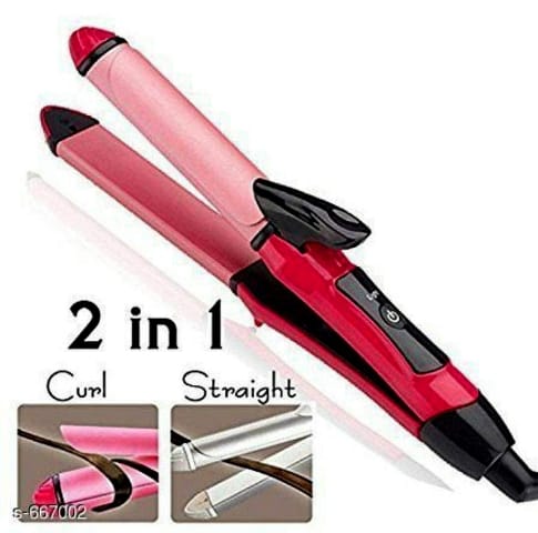 Nova's 2 in 1 Hair curler & straightener For Women and Men (PINK)