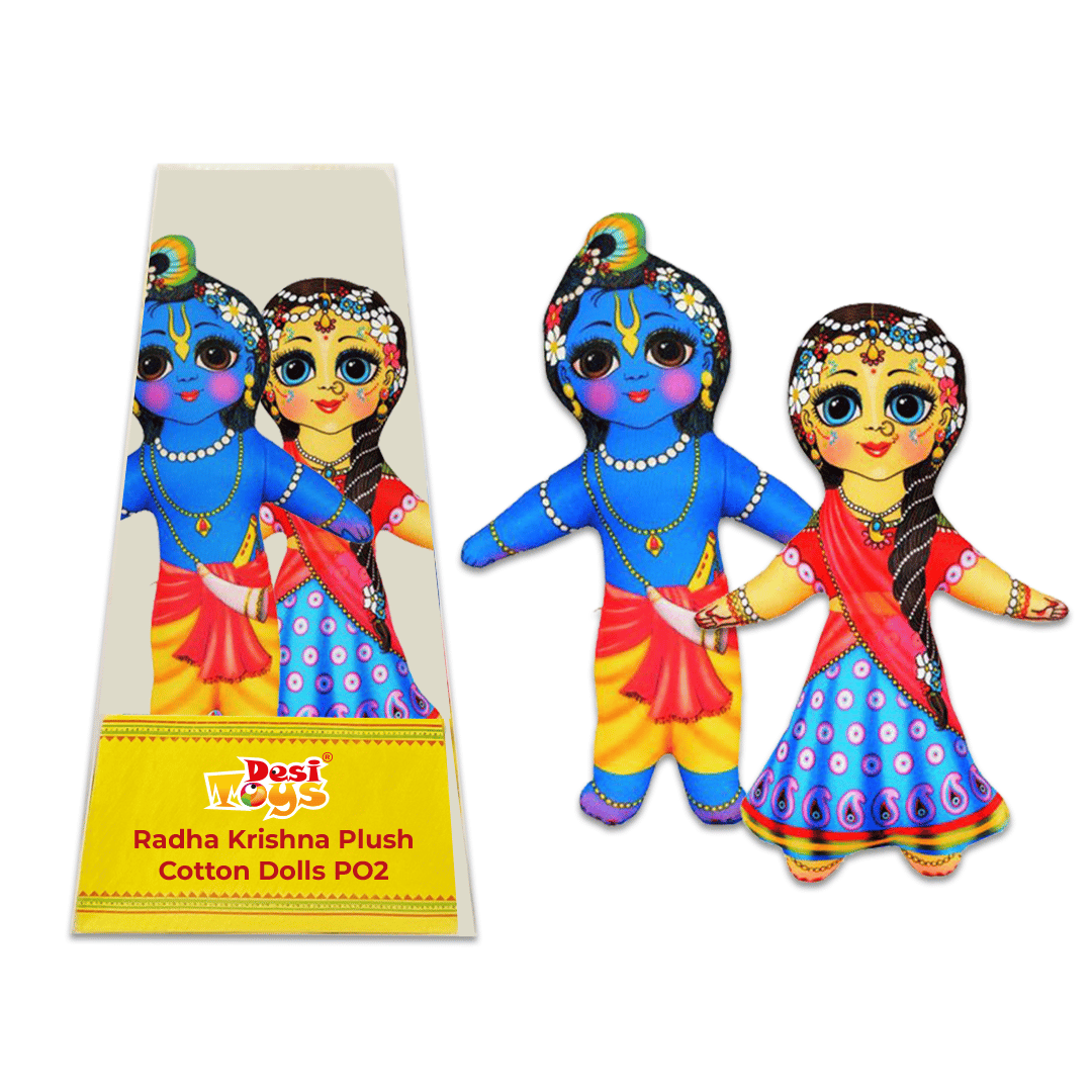 Desi Toys Radha Krishna Plush Cotton Washable Dolls Pack Of 2