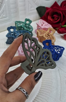 Beautiful Matte Finish Butterfly Hair Clutcher for Women & Girls Multi Color, Pack of 4