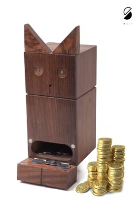 Wooden Coin Storage | Wooden Piggy Bank | Piggy Bank Cat