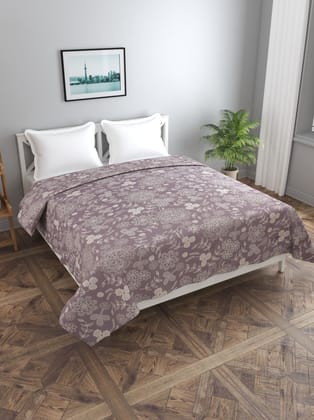 MORADO Polycotton Double Duvet Cover/Rajai Cover/Blanket Cover with Zipper (90x100 Inches, Mauve Flower)